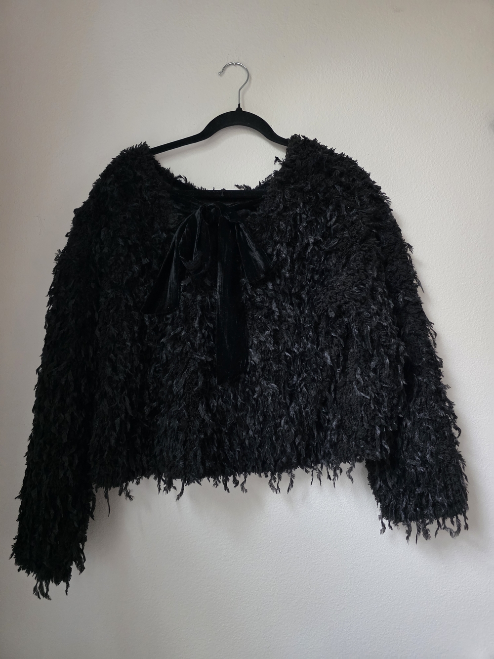 Black Tassled Back-Tie Women's Sweater